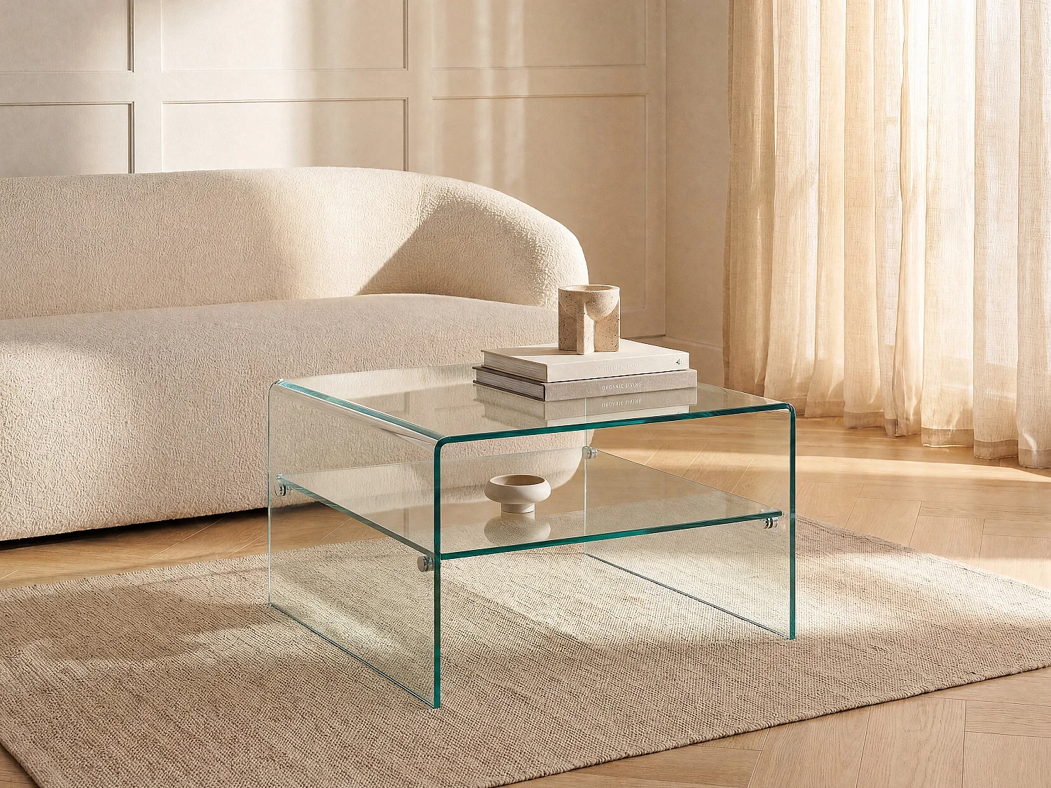 Couchtisch quadratisch - Glas - STILEOS