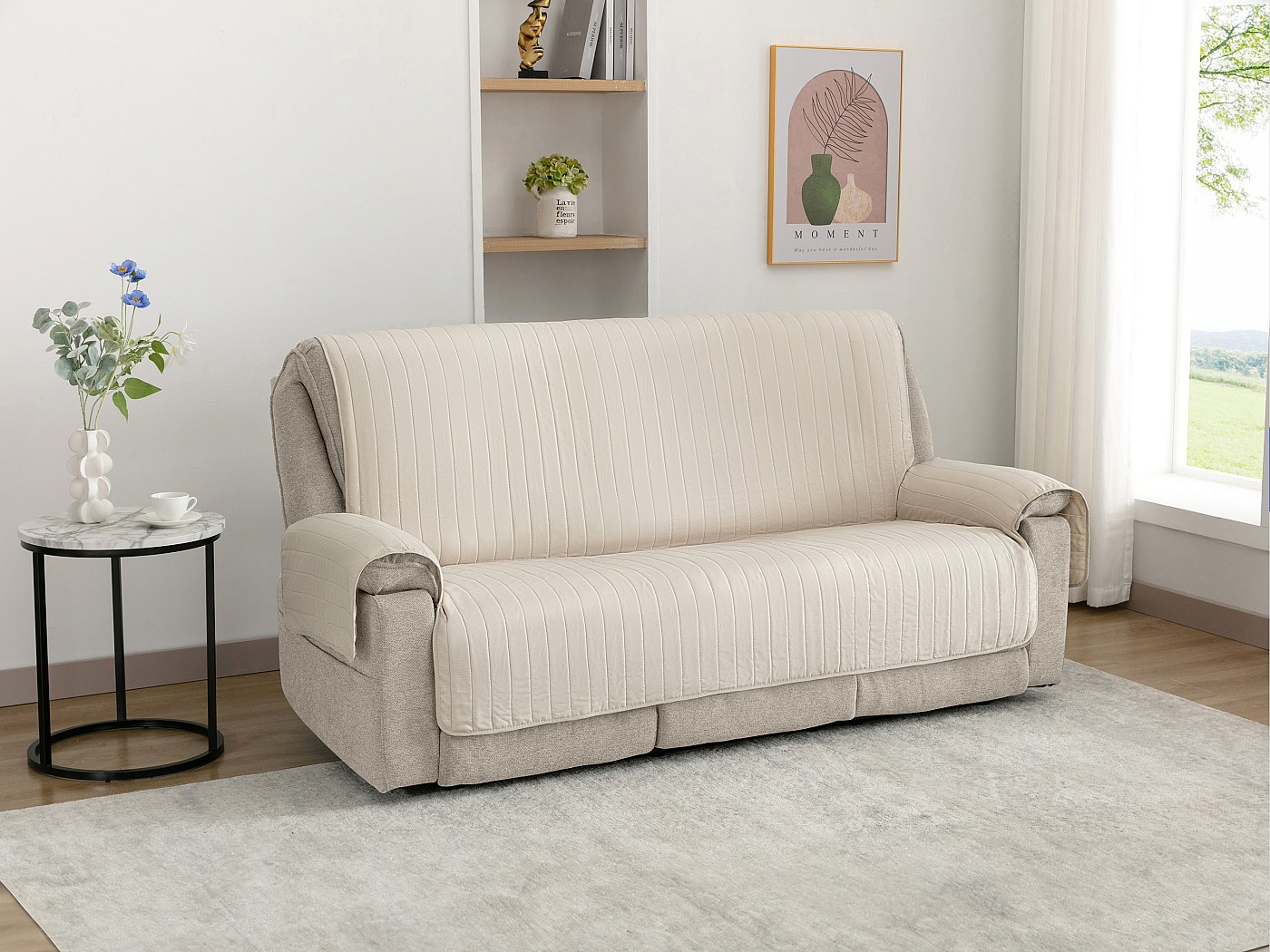 Protège canapé 3 places - 179 x 279 cm - Beige - CORINTHE