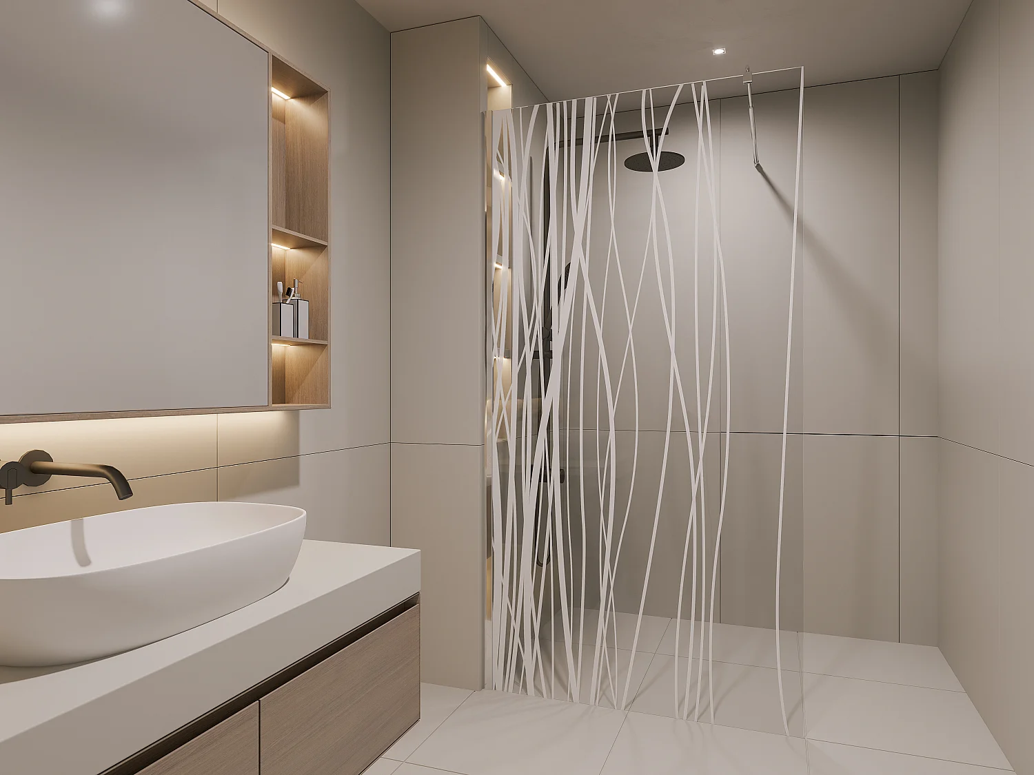 Paroi de douche à l'italienne DANNA sérigraphiée - 140x200cm