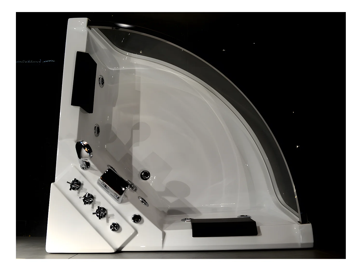 Whirlpool Eckwanne mit Glaswand - 2 Personen - 330 L - 138x138x59 cm - EVELINA