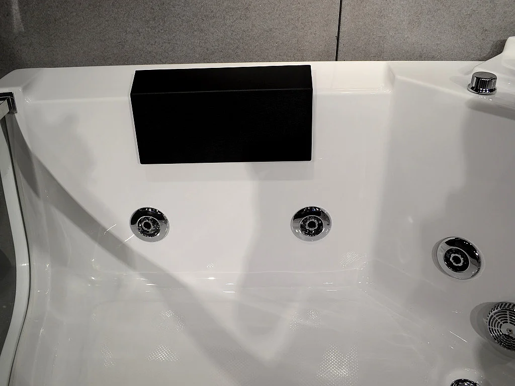 Baignoire balnéo d'angle vitrée - 2 places - 330 L - 138 x 138 x 59 cm - EVELINA