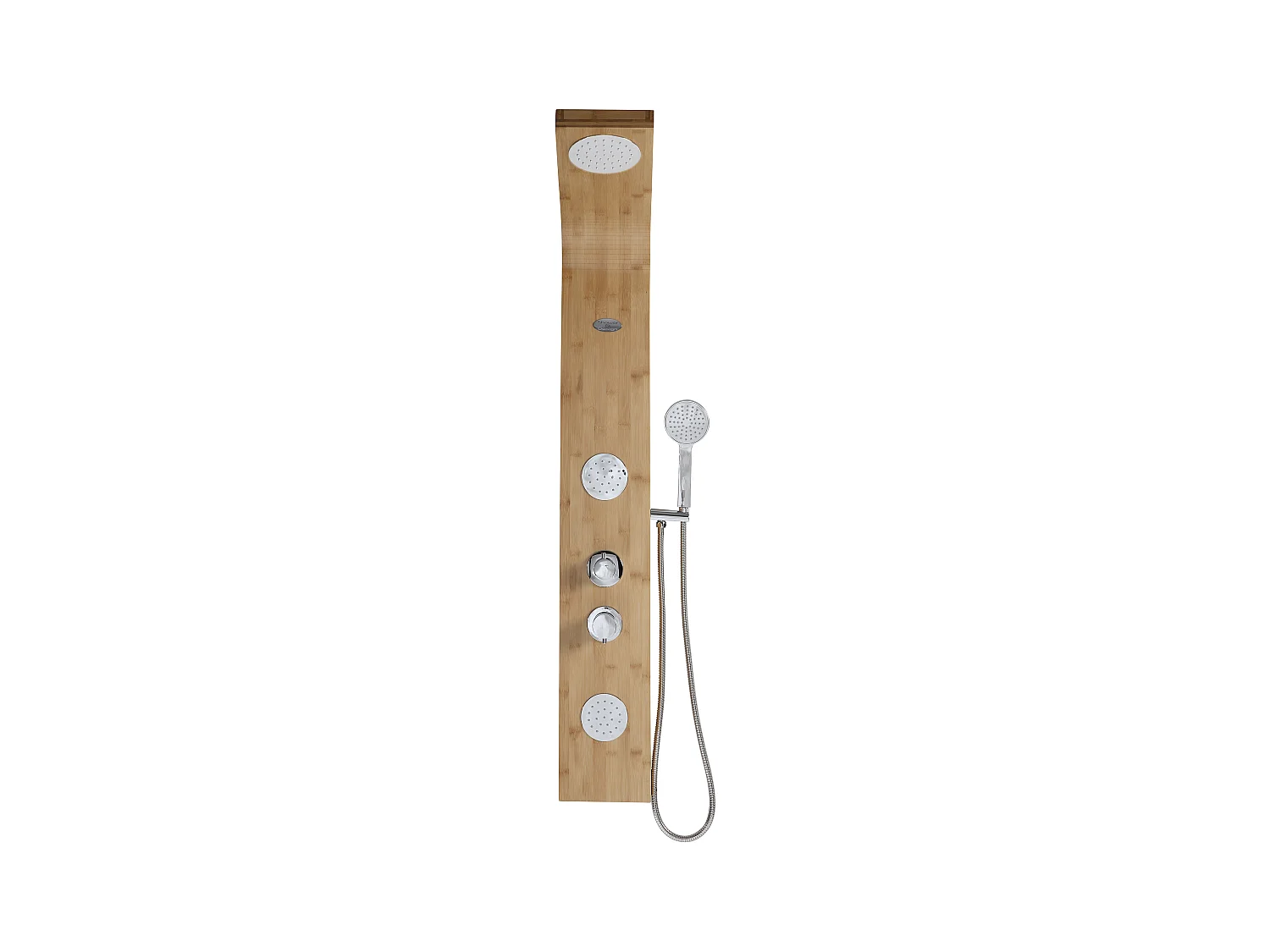 Coluna de duche hidromassagem TISSIA, chuva tropical e painel em bambu - 20*140 cm