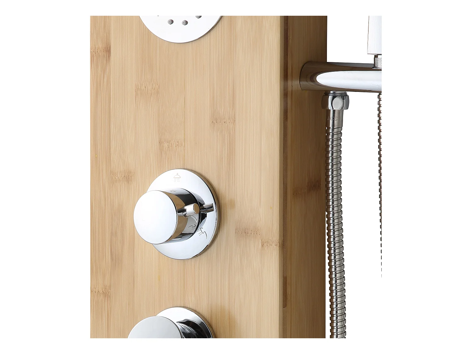 Coluna de duche hidromassagem TISSIA, chuva tropical e painel em bambu - 20*140 cm