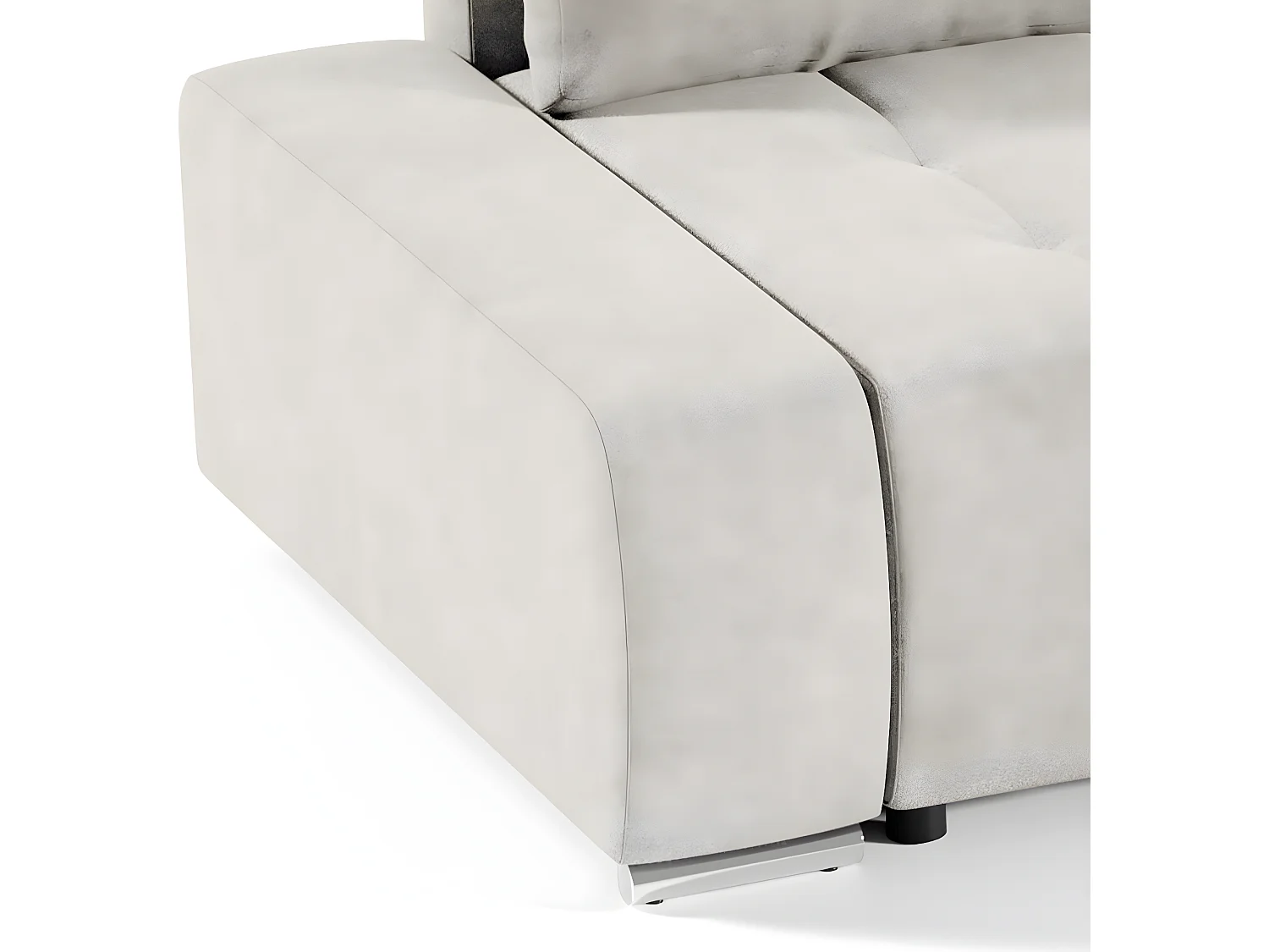 Canapé d'angle convertible droit 4 places avec coffre Jonas Crème