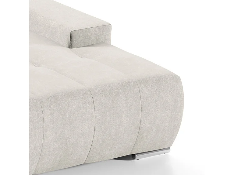 Canapé d'angle convertible droit 4 places avec coffre Jonas Crème