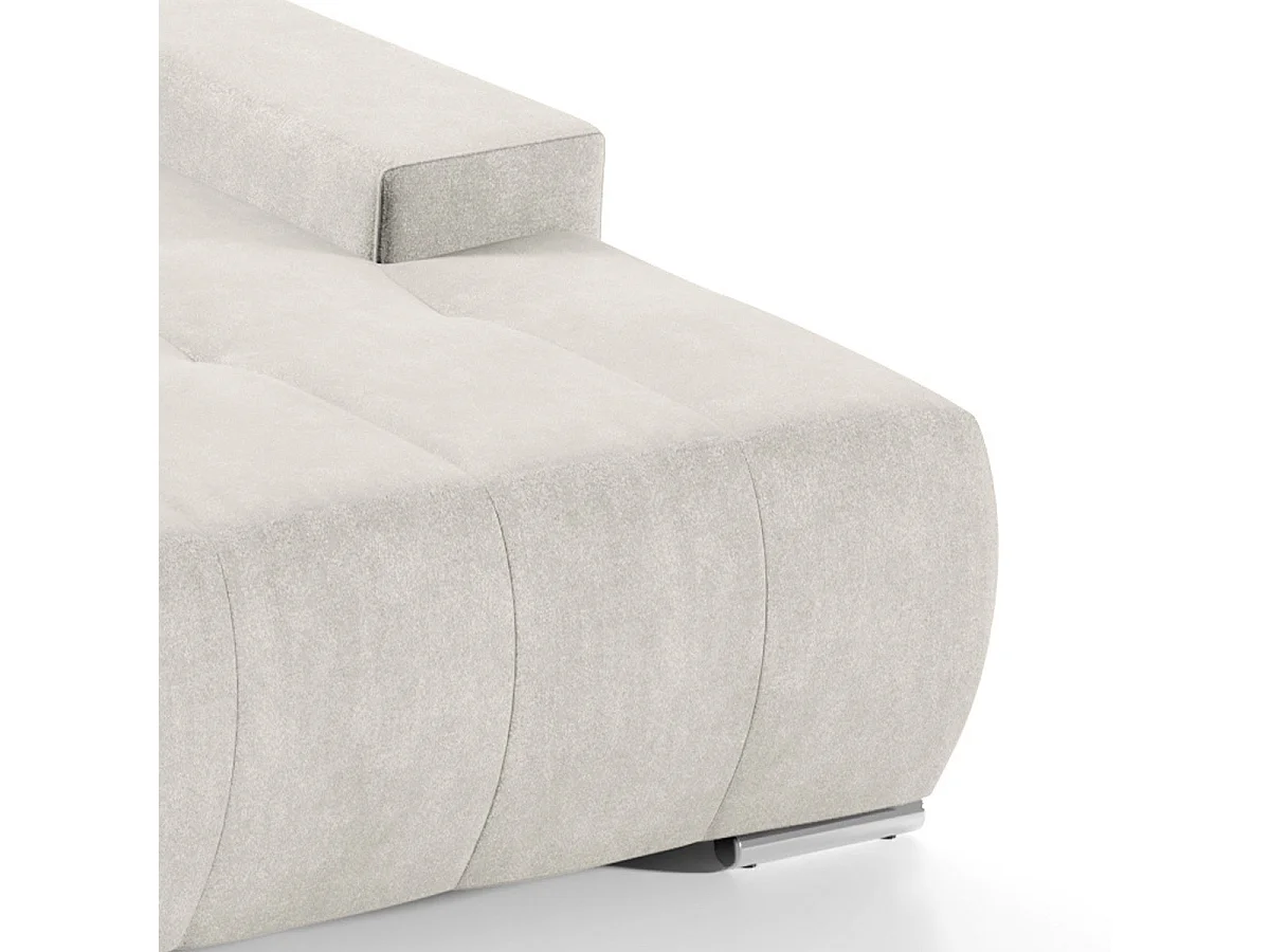 Canapé d'angle convertible 4 places avec coffre en tissu crème