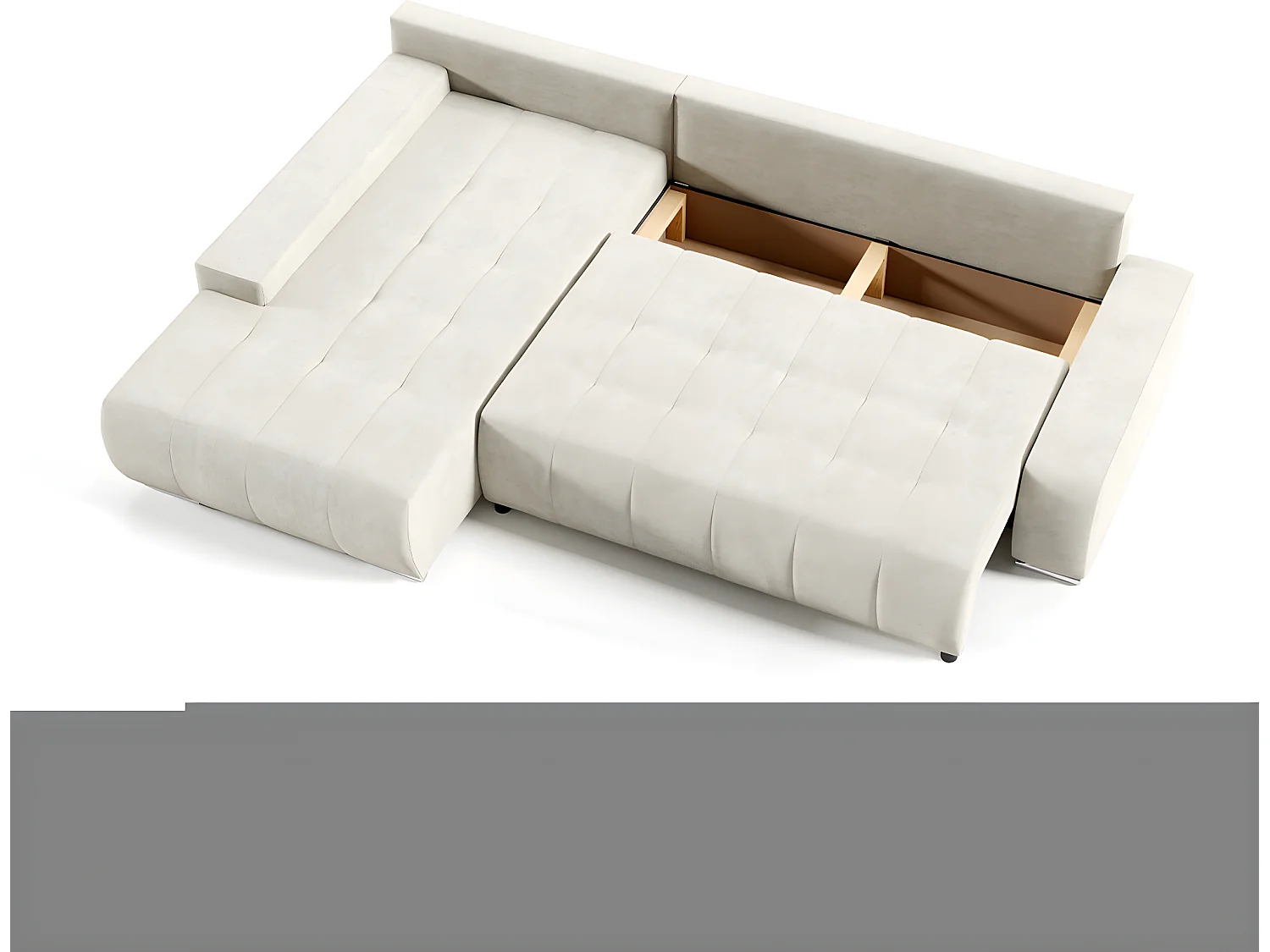 Canapé d'angle convertible gauche 4 places avec coffre Jonas Crème