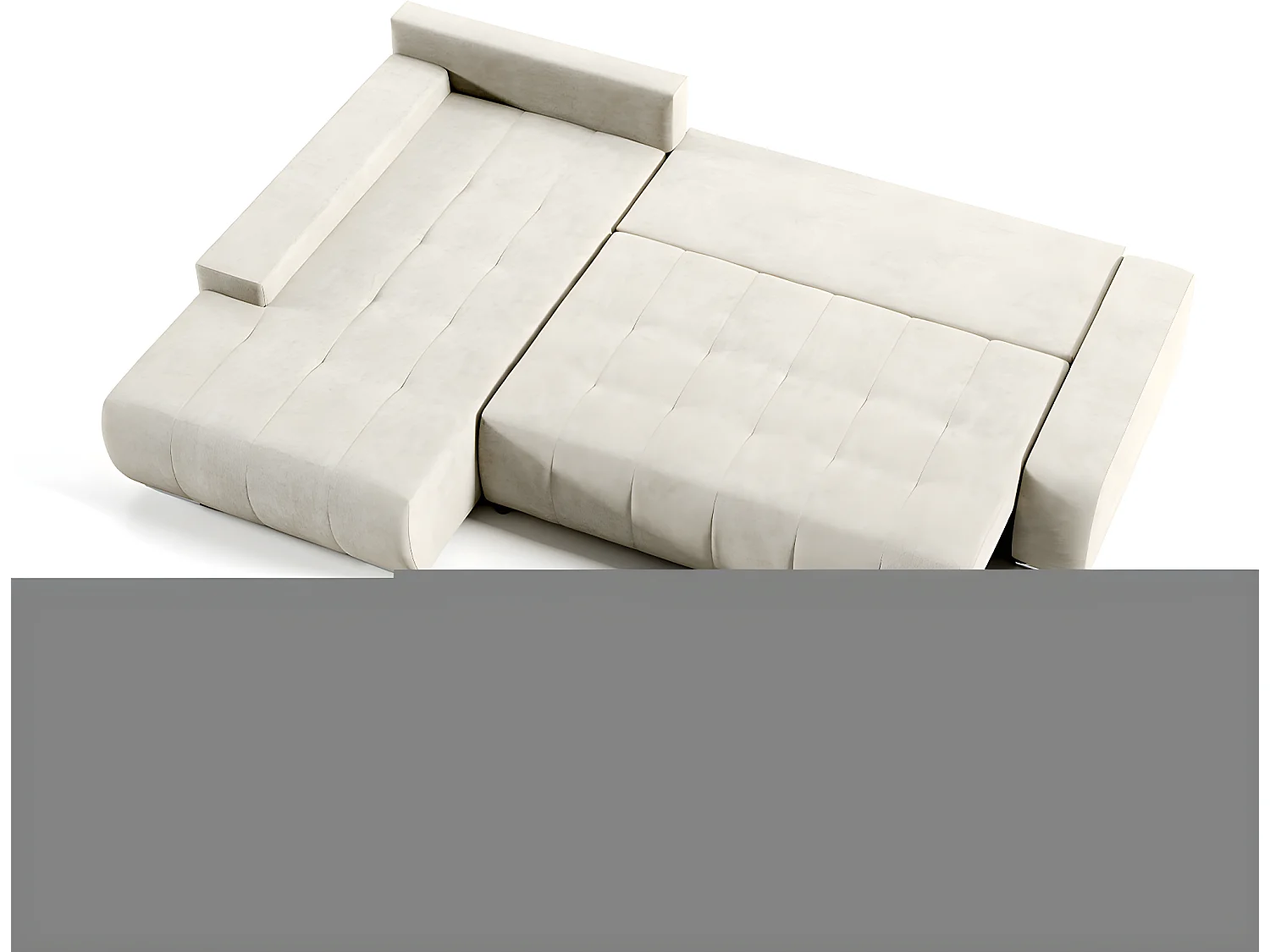 Canapé d'angle convertible gauche 4 places avec coffre Jonas Crème