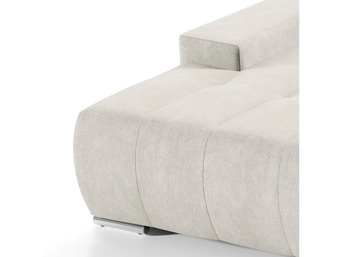Canapé d'angle convertible 4 places avec coffre en tissu crème