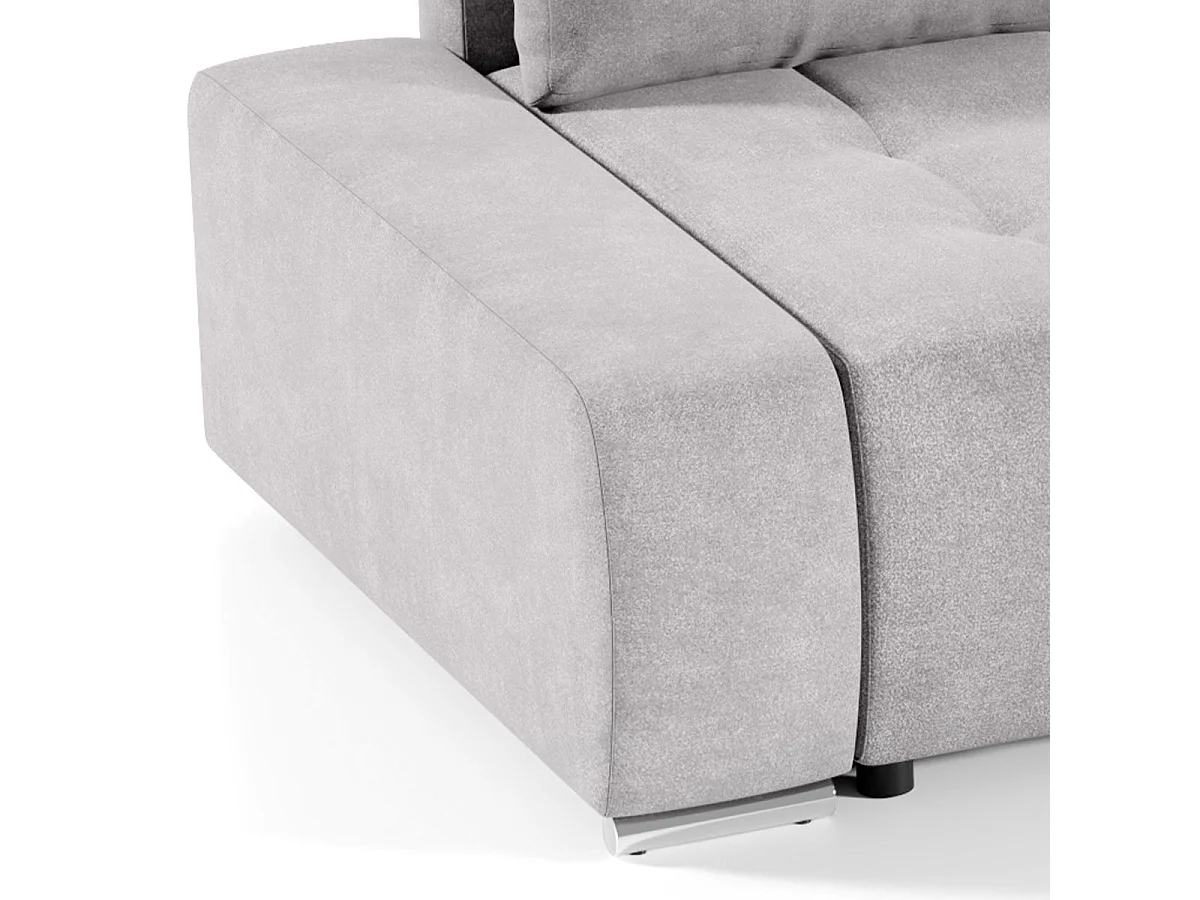 Canapé d'angle convertible 4 places en tissu gris clair JONAS