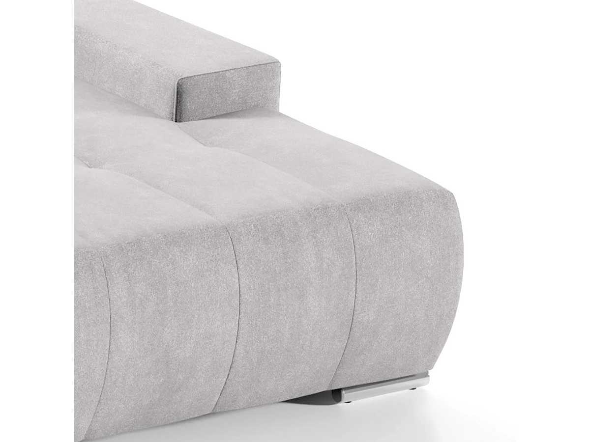 Canapé d'angle convertible 4 places en tissu gris clair JONAS