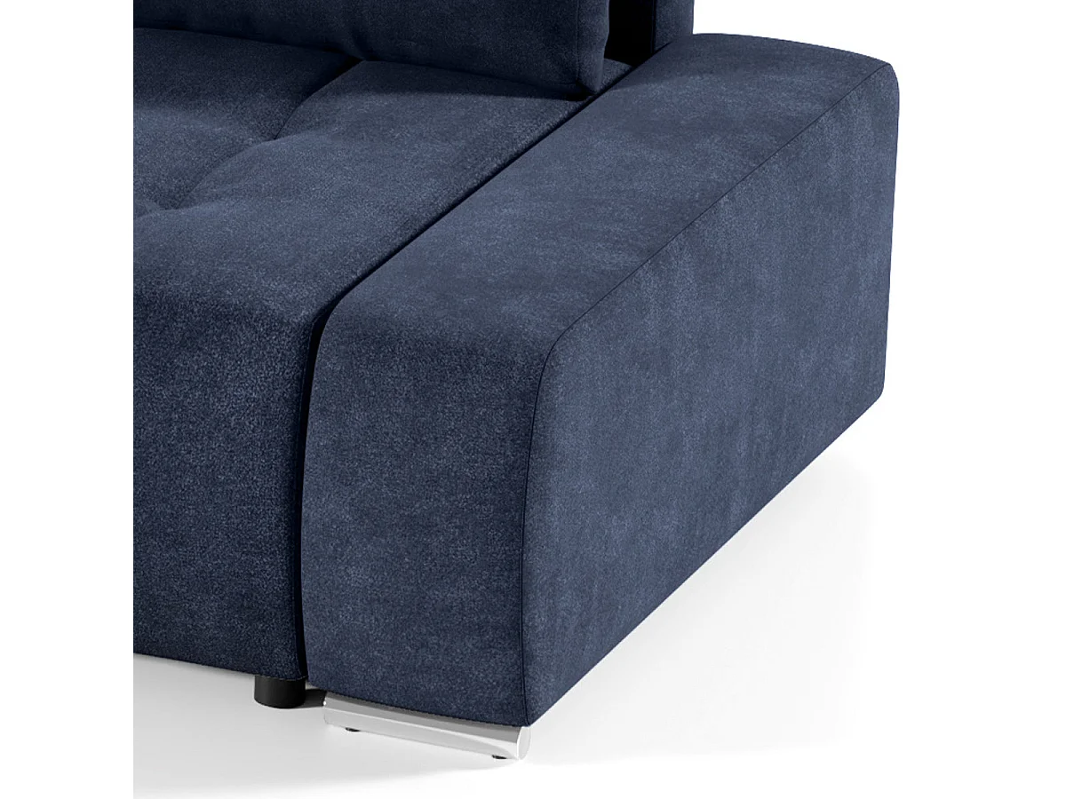 Canapé d'angle convertible 4 places en tissu bleu canard JONAS