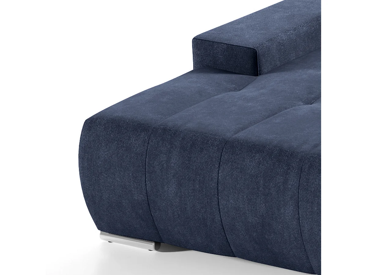 Canapé d'angle convertible 4 places en tissu bleu canard JONAS