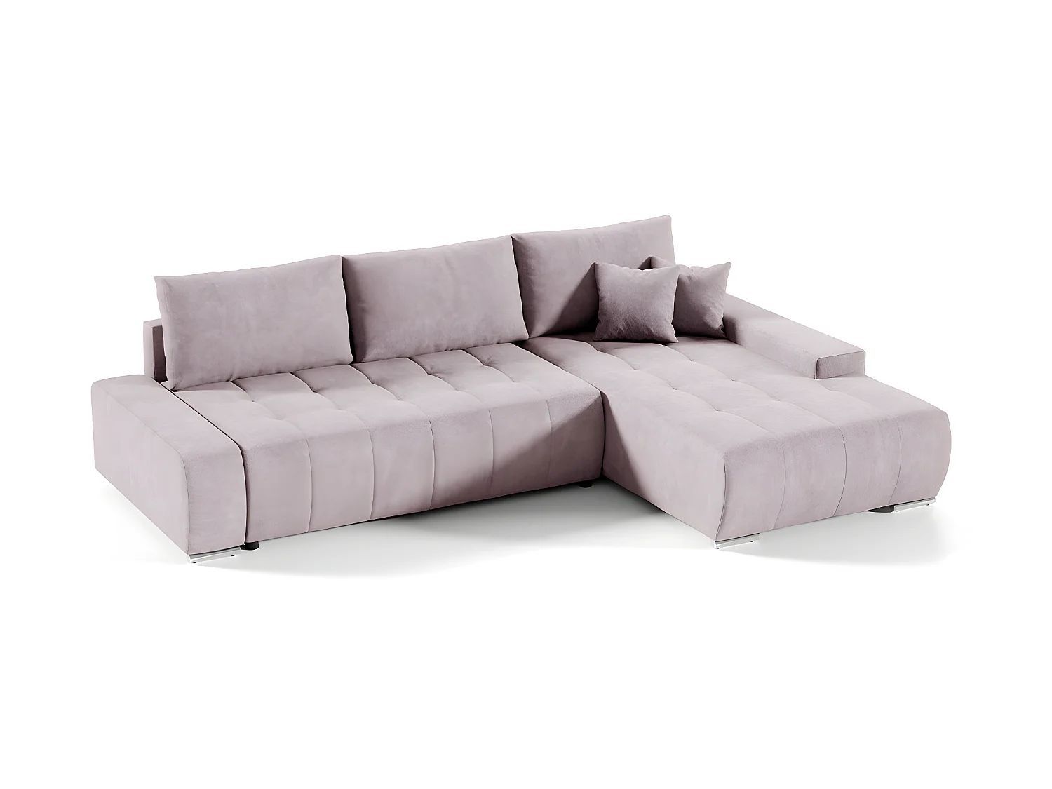 Canapé d'angle convertible droit 4 places avec coffre Jonas Rose