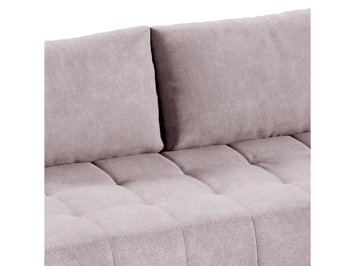 Canapé d'angle convertible 4 places avec coffre en tissu rose