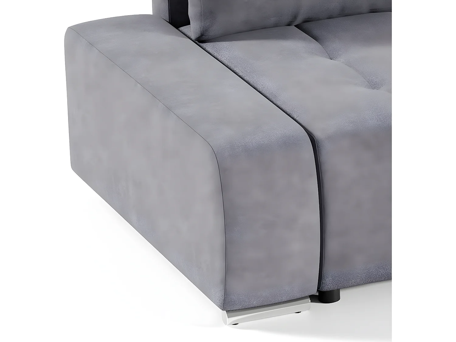 Canapé d'angle convertible droit 4 places avec coffre Jonas Gris foncé