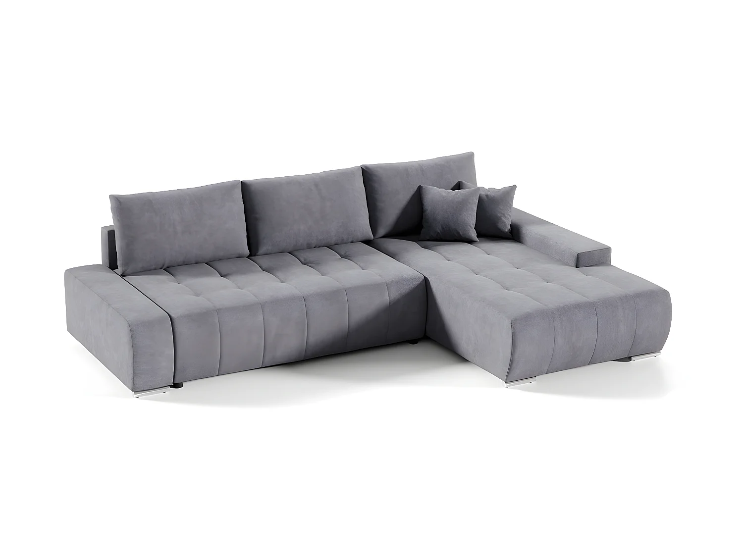 Canapé d'angle convertible droit 4 places avec coffre Jonas Gris foncé