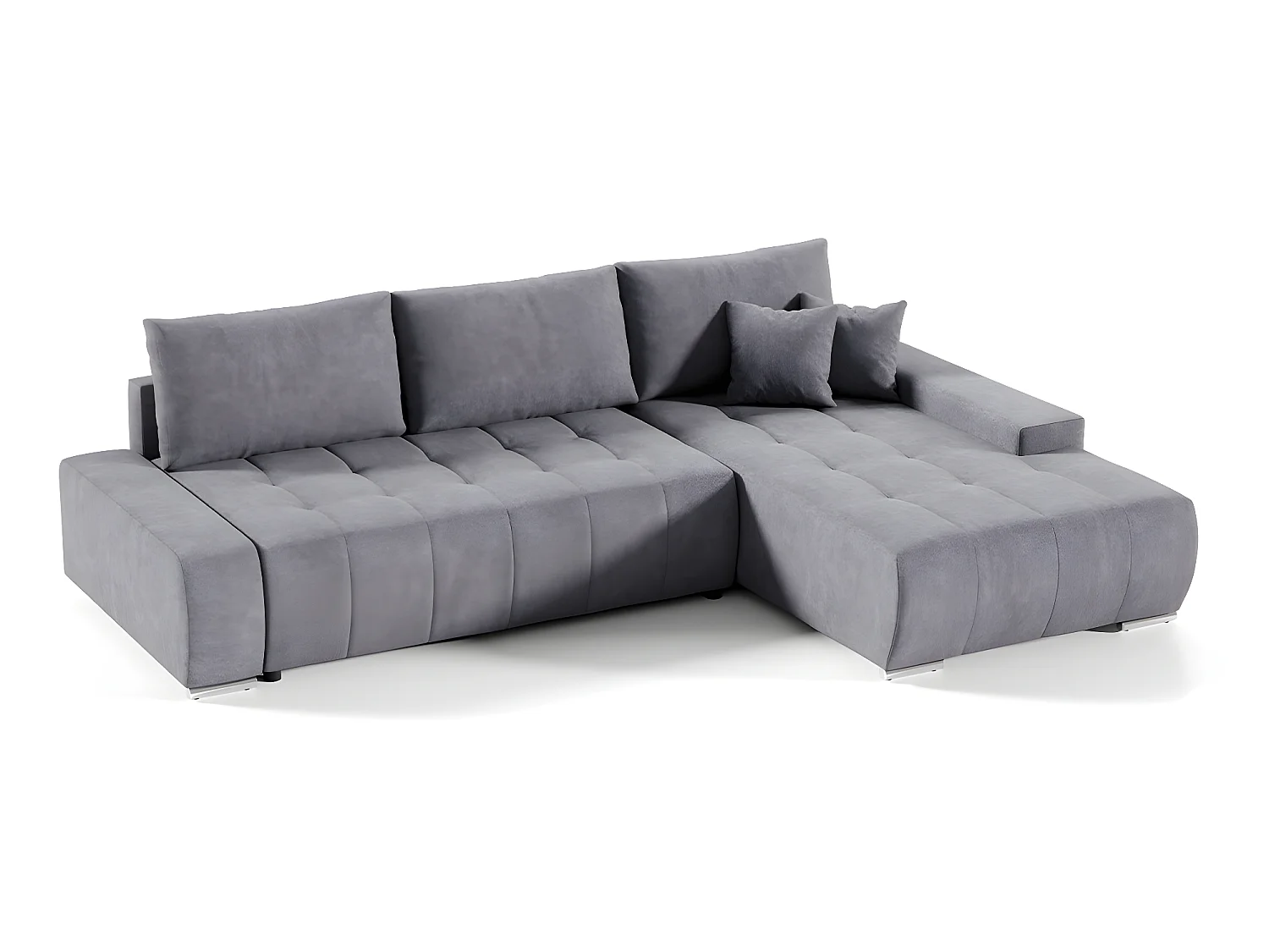 Canapé d'angle convertible droit 4 places avec coffre Jonas Gris foncé