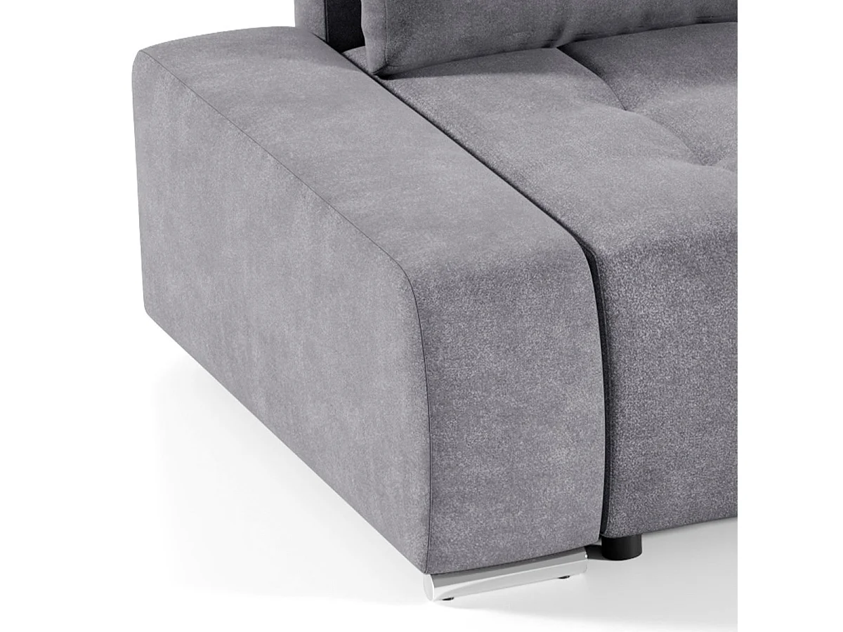 Canapé d'angle convertible 4 places en velours gris foncé JONAS