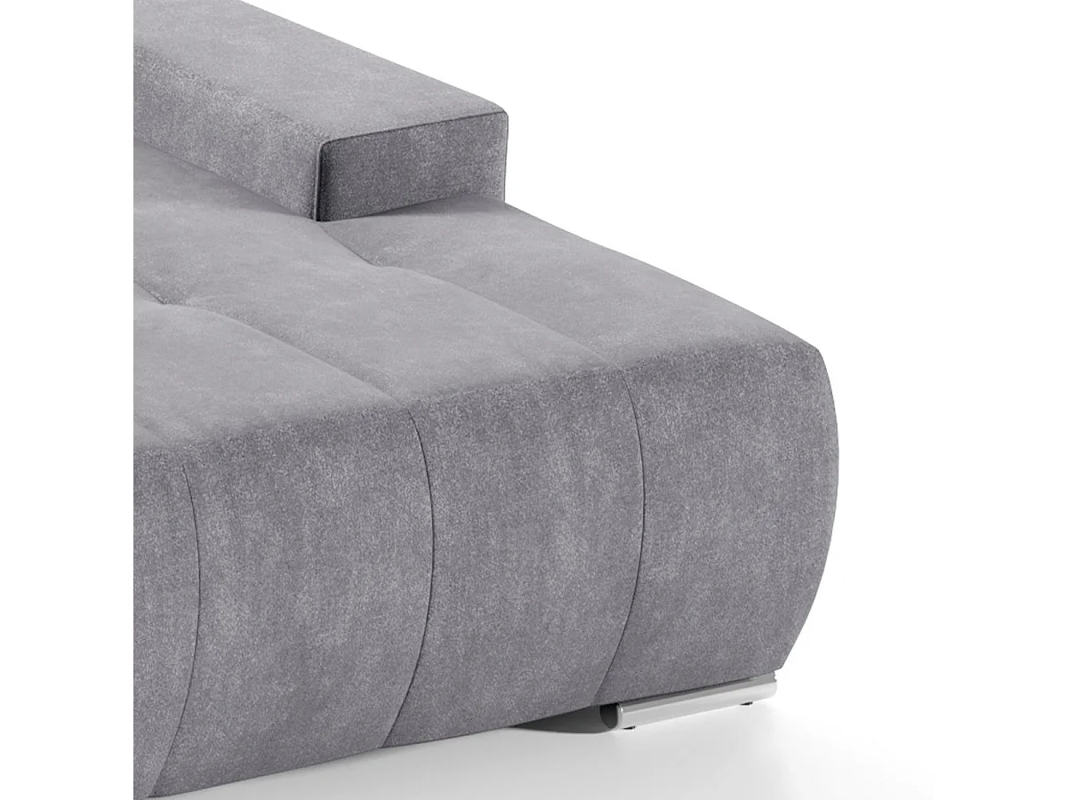 Canapé d'angle convertible 4 places en velours gris foncé JONAS