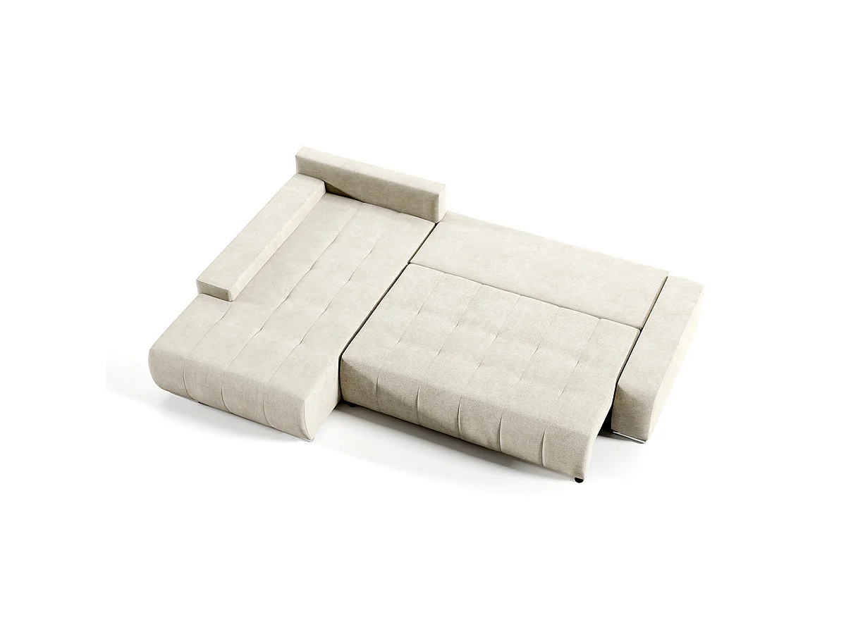 Canapé d'angle convertible 4 places en tissu gris clair JONAS