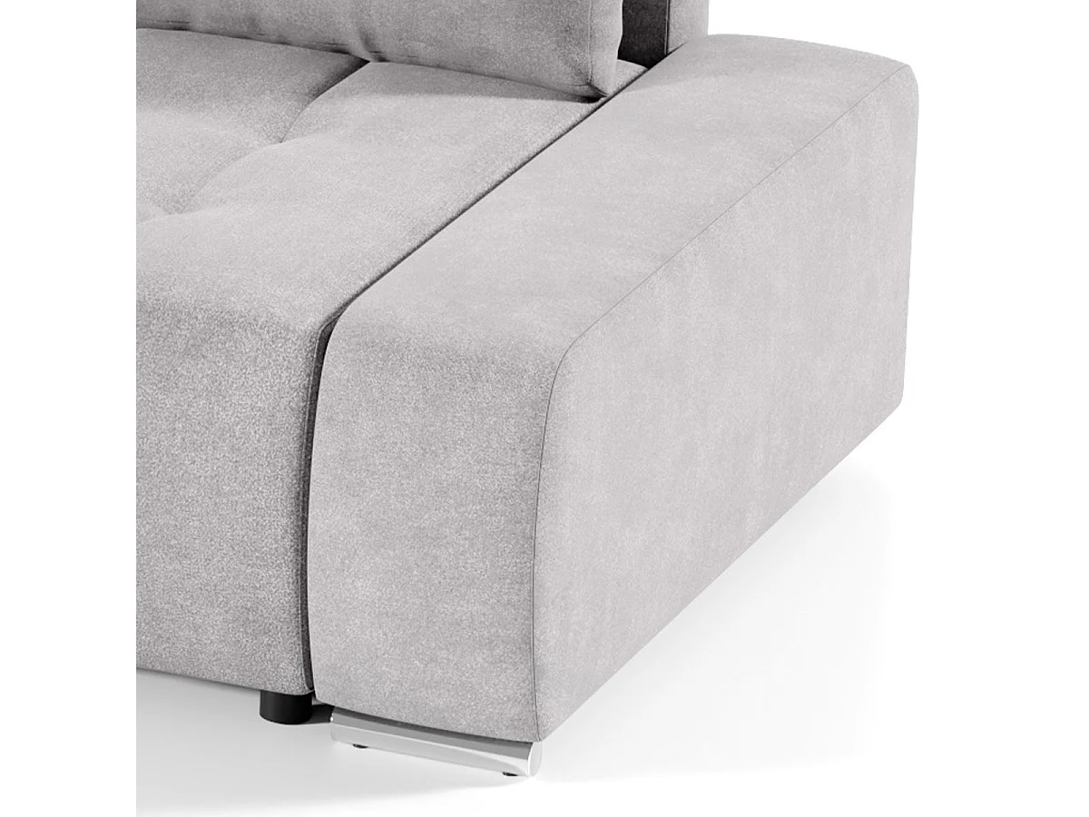 Canapé d'angle convertible 4 places en tissu gris clair JONAS