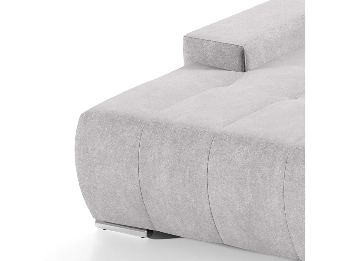 Canapé d'angle convertible 4 places en tissu gris clair JONAS