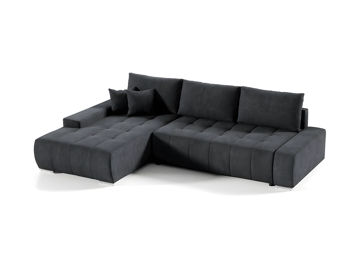 Canapé d'angle convertible gauche 4 places avec coffre Jonas Gris anthracite