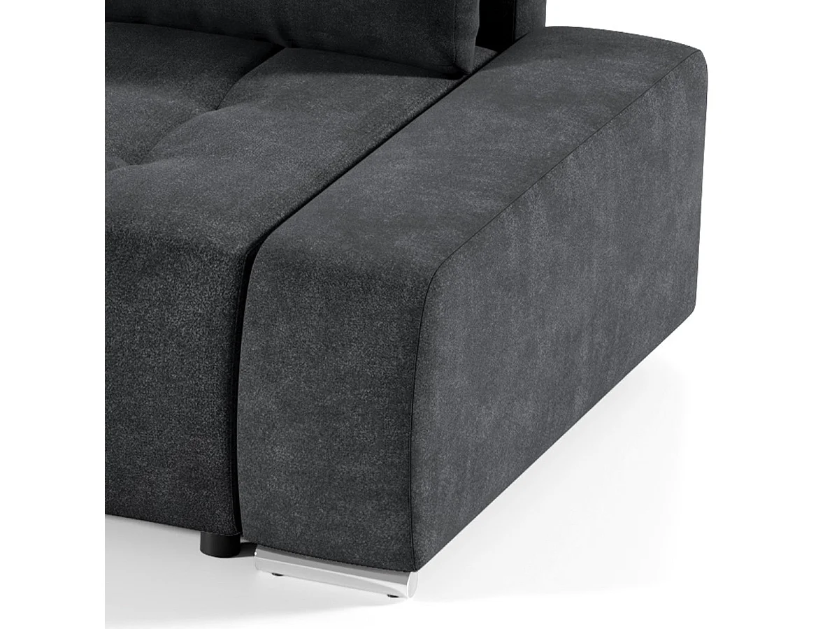 Canapé d'angle convertible 4 places en tissu gris anthracite