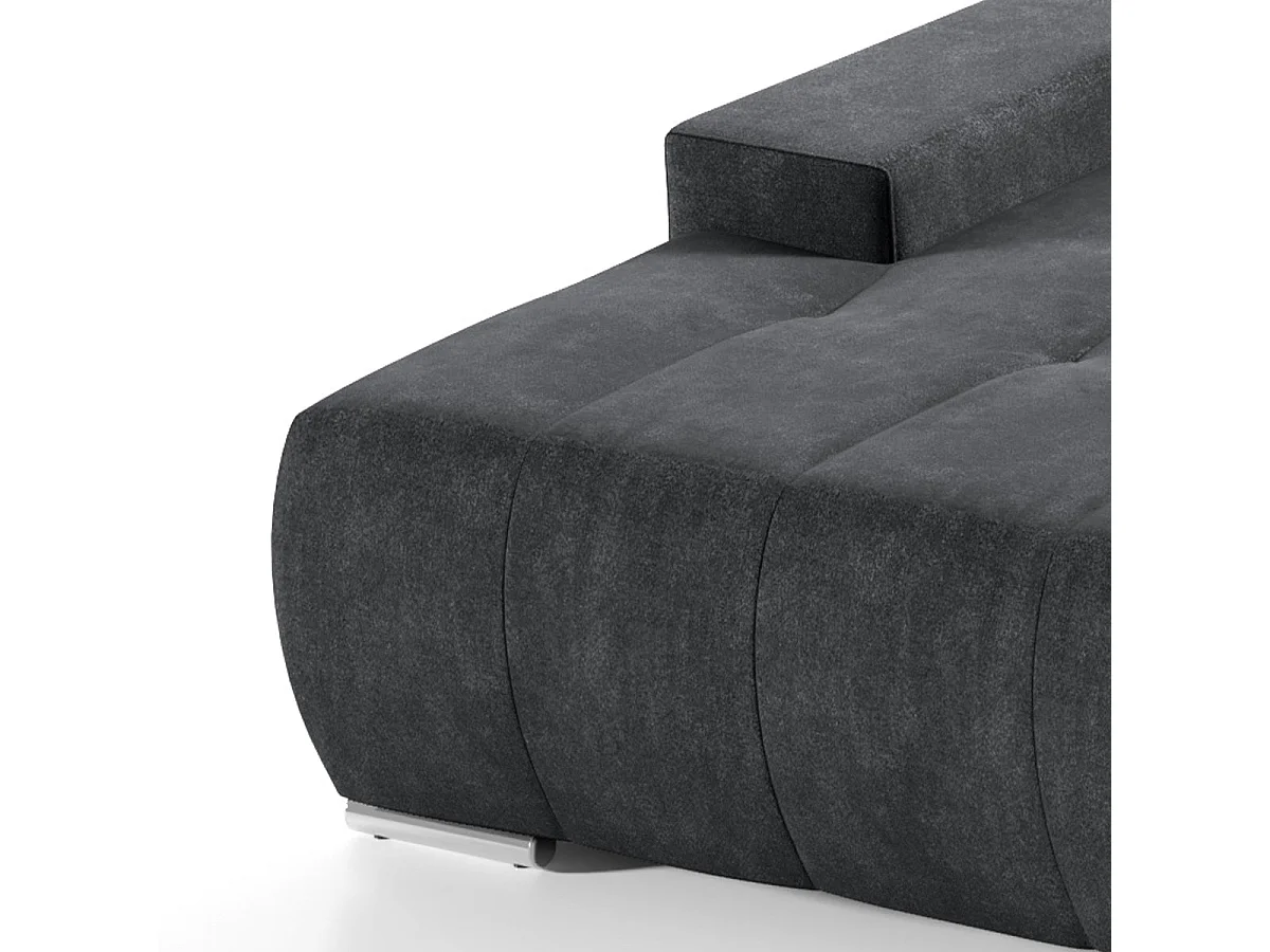 Canapé d'angle convertible 4 places en tissu gris anthracite