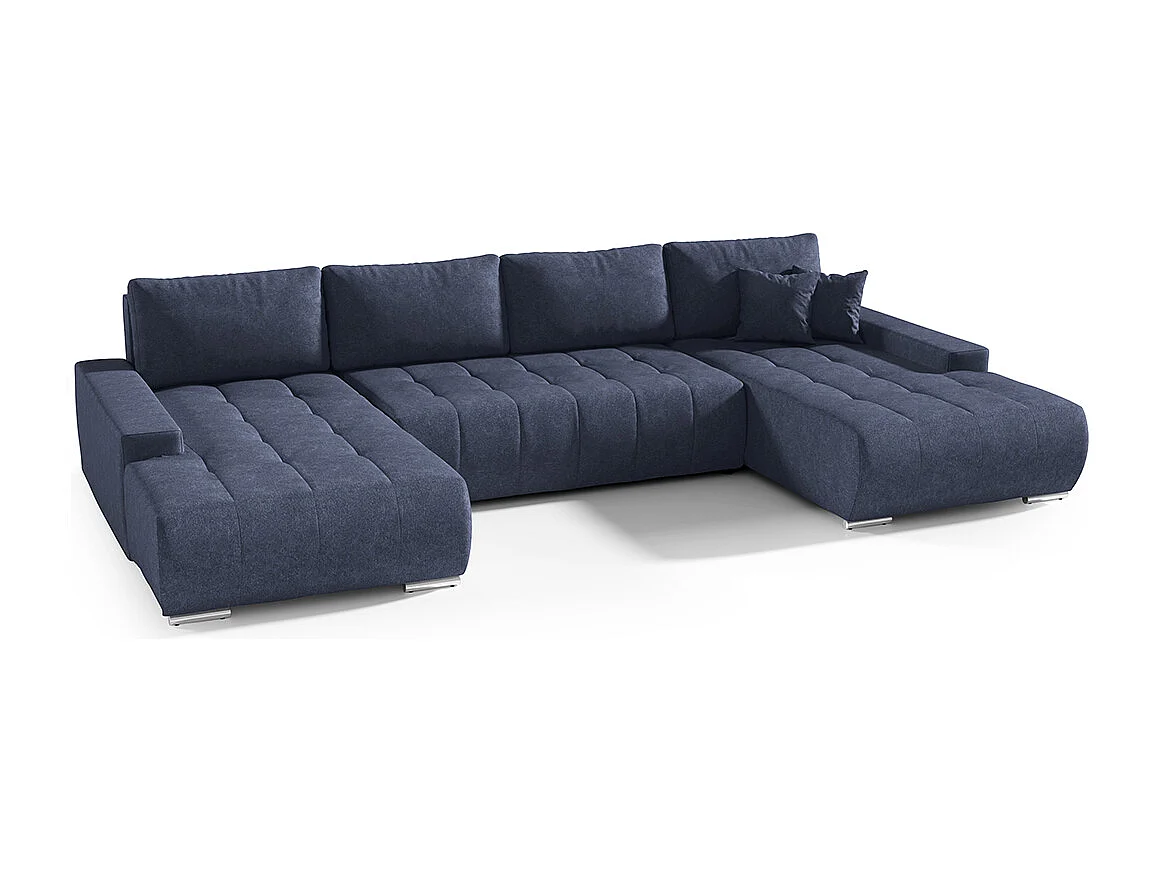 Canapé U 5 places convertible coffre Jonas Bleu Marine