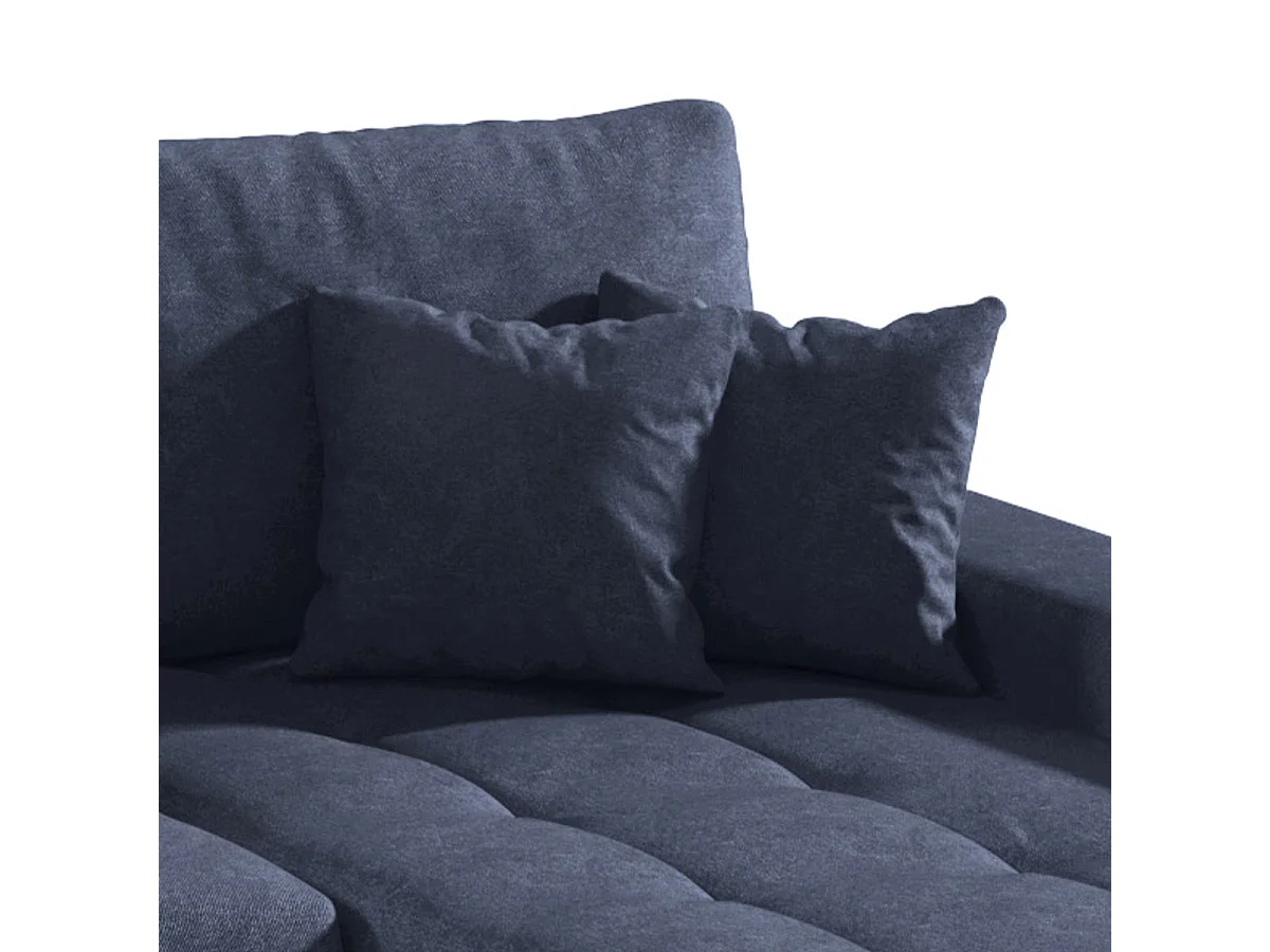 Canapé d'angle convertible 5 places en tissu bleu nuit JONAS