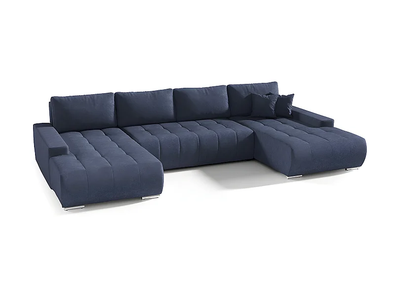 Canapé U 5 places convertible coffre Jonas Bleu Marine