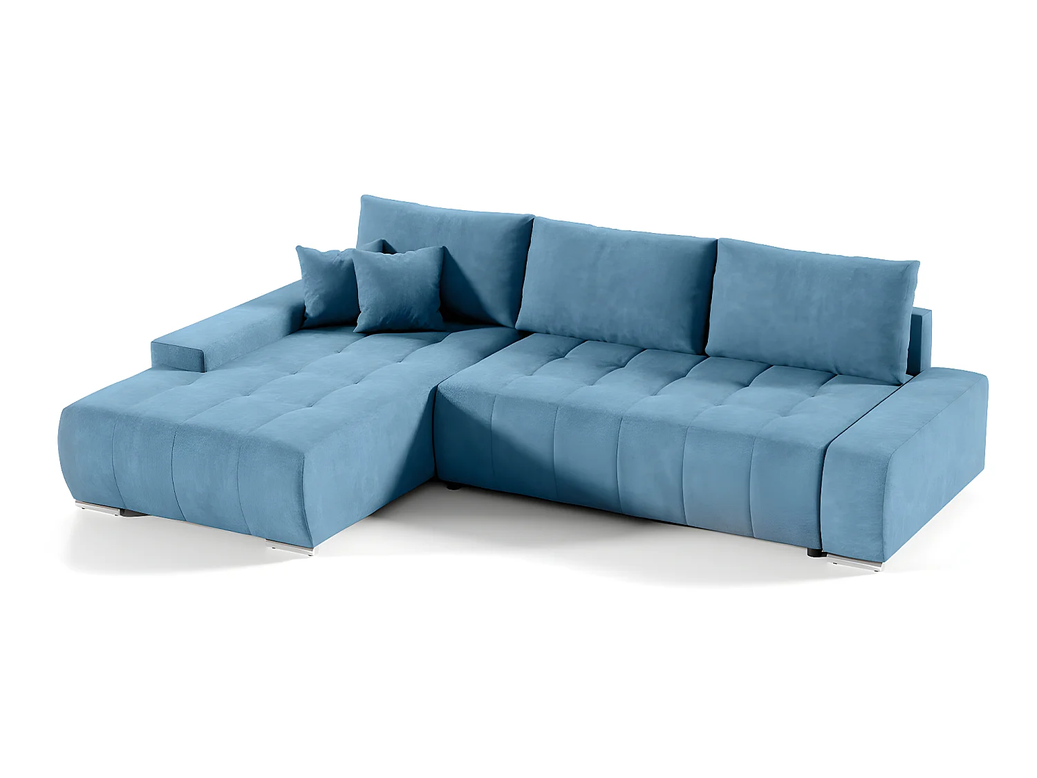 Canapé d'angle convertible gauche 4 places avec coffre Jonas Bleu