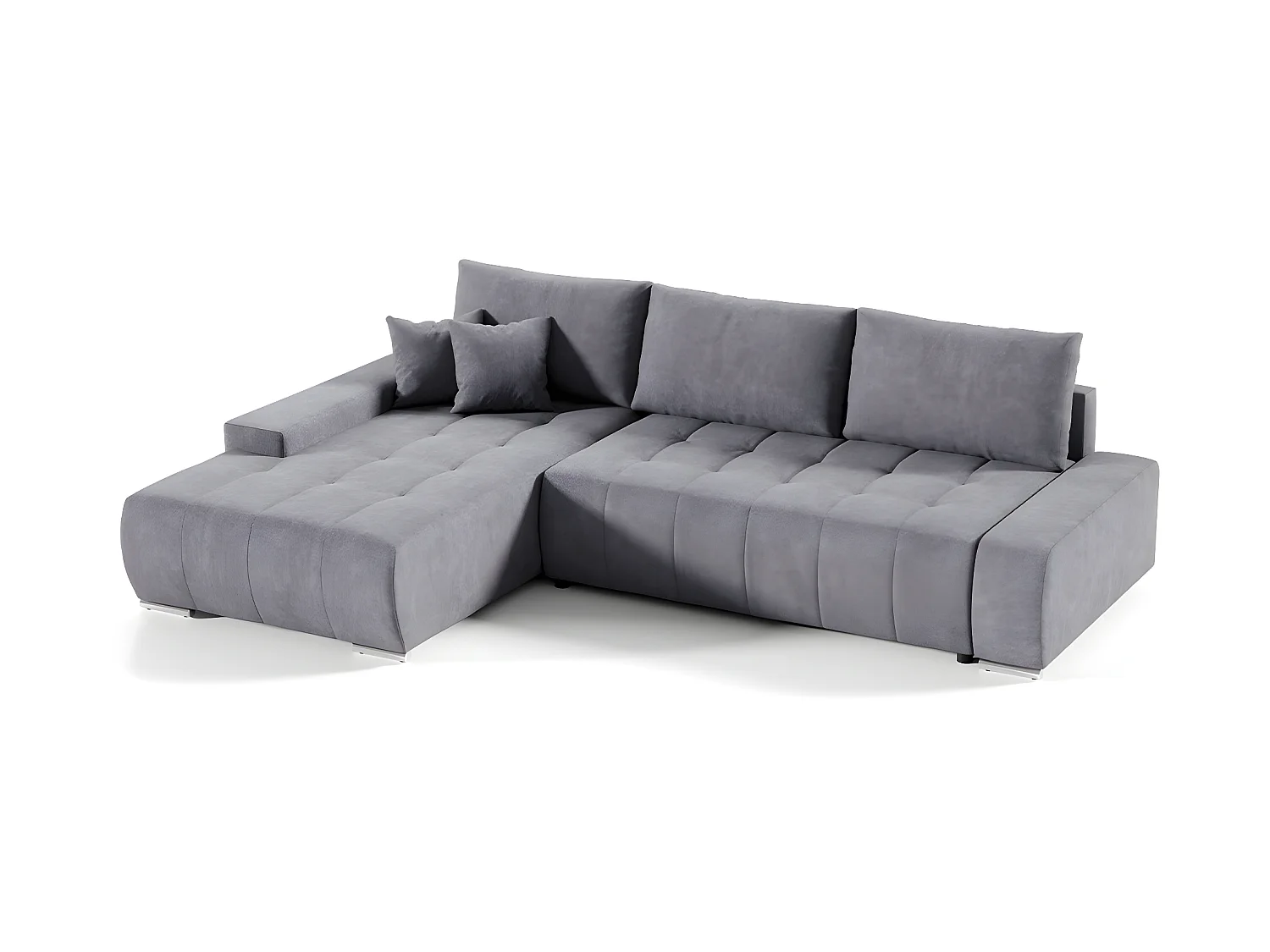 Canapé d'angle convertible gauche 4 places avec coffre Jonas Gris foncé