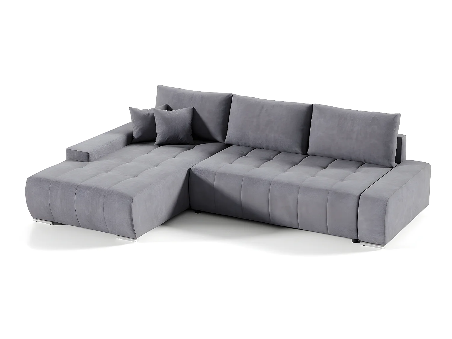 Canapé d'angle convertible gauche 4 places avec coffre Jonas Gris foncé