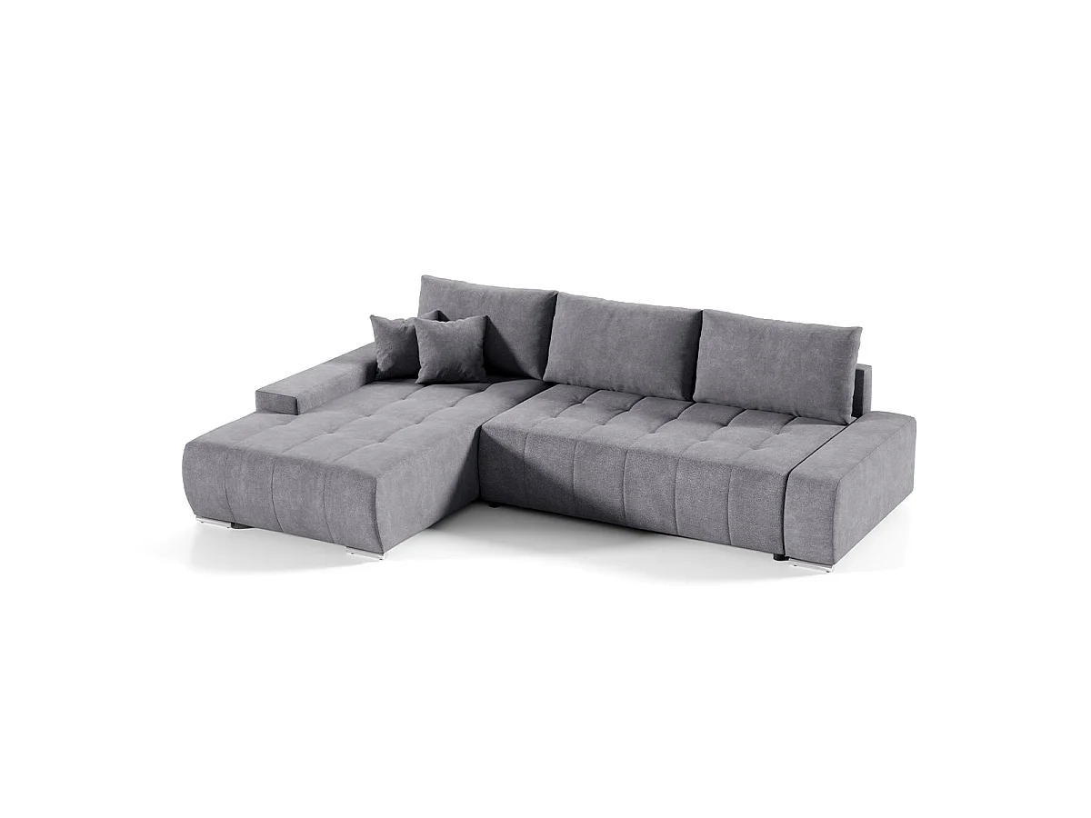 Canapé d'angle convertible 4 places en tissu gris foncé JONAS