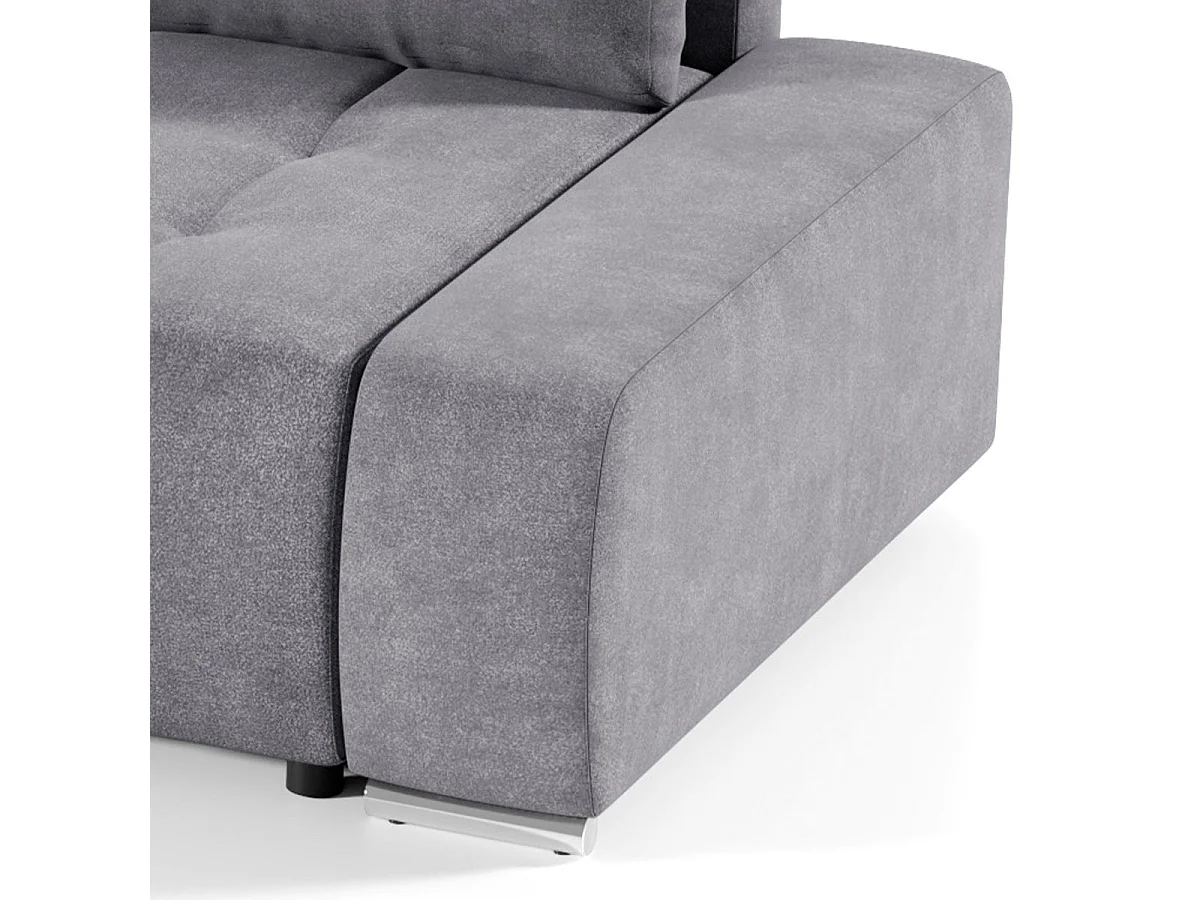 Canapé d'angle convertible 4 places en tissu gris foncé JONAS