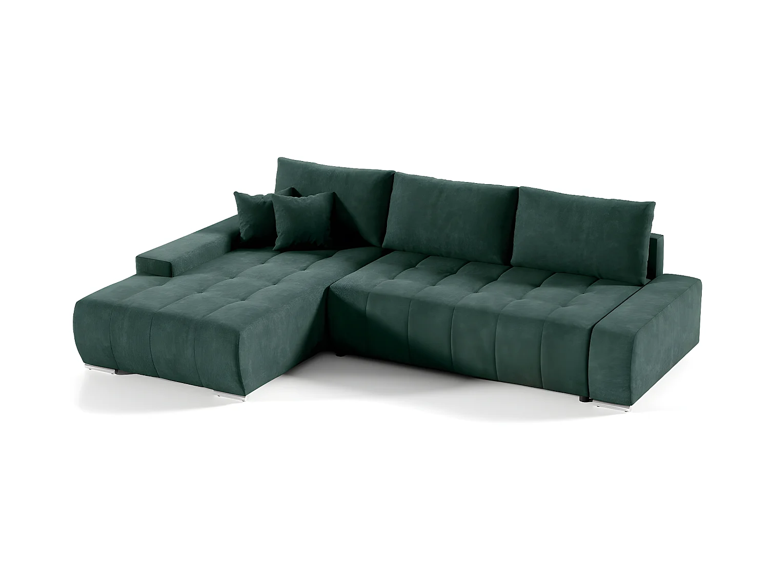 Canapé d'angle convertible gauche 4 places avec coffre Jonas Vert