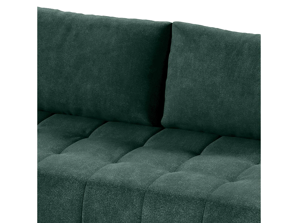 Canapé d'angle convertible 4 places avec coffre en tissu vert