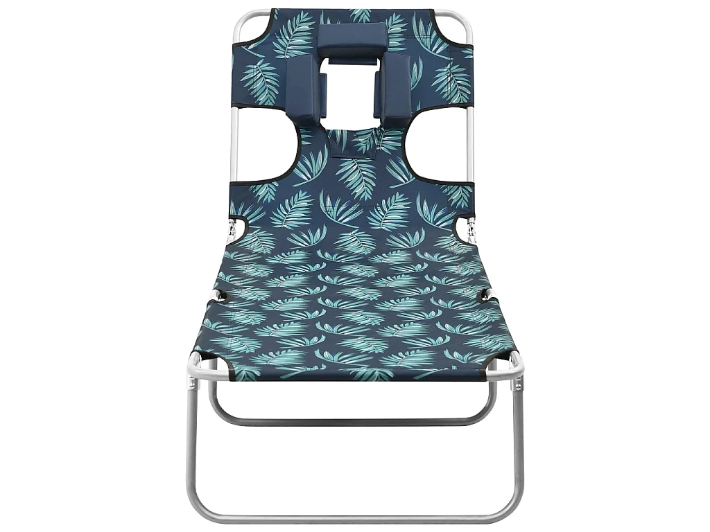Chaise longue pliable coussin de tête Acier Motif de feuilles