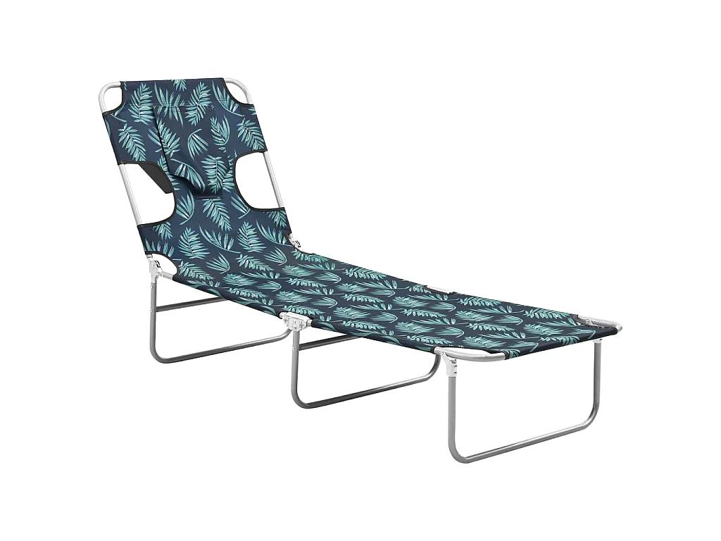 Chaise longue pliable coussin de tête Acier Motif de feuilles