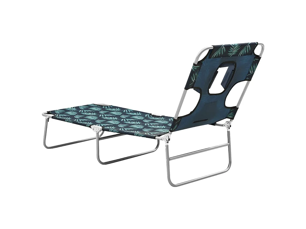 Chaise longue pliable coussin de tête Acier Motif de feuilles