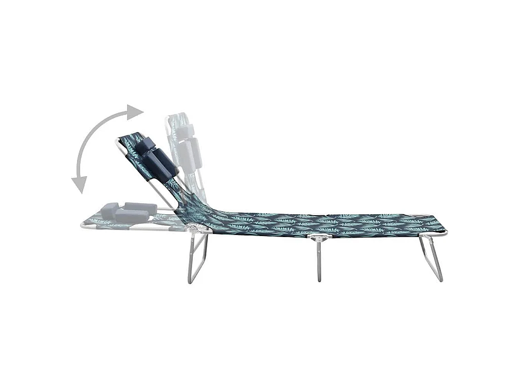 Chaise longue pliable coussin de tête Acier Motif de feuilles