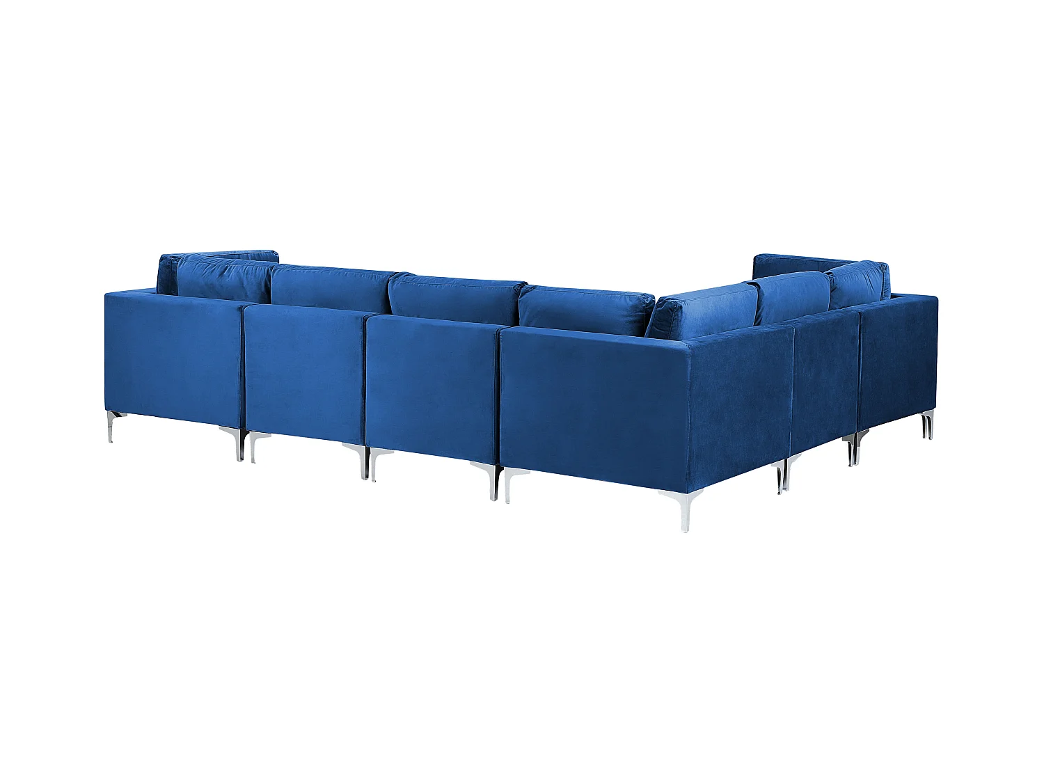 Modulares 6-Sitzer Ecksofa mit Ottomane Samt Blau rechtsseitig Metallbeine Evja