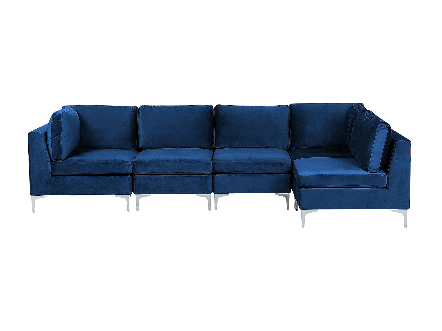 Canapé d'angle modulable EVJA Velours Bleu marine 5 places Côté gauche