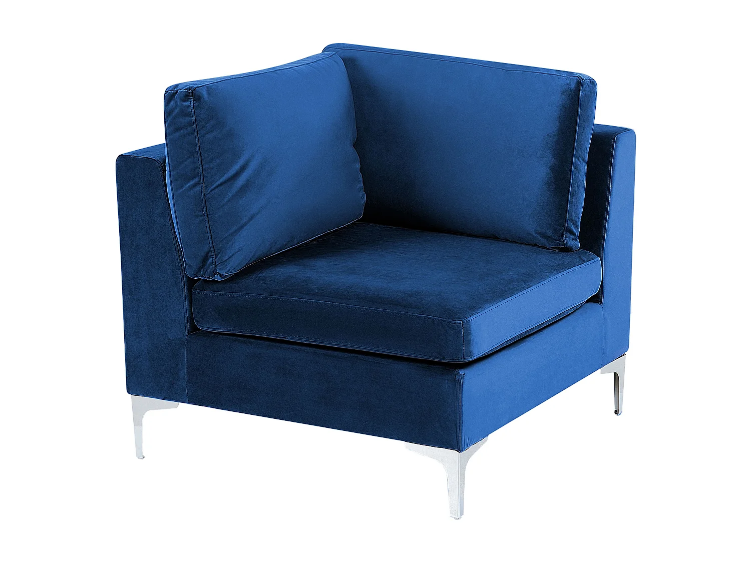 Modulaire hoekbank EVJA Fluweel Marineblauw Met ottomaan 4-zitter Rechterzijde