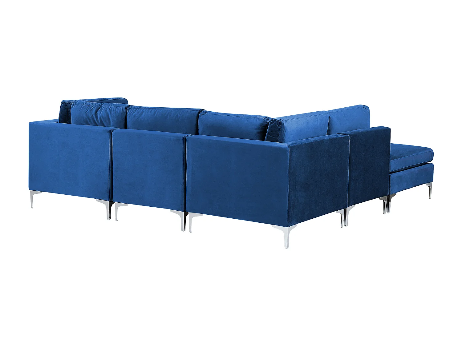 Canapé d'angle modulable 4 places EVJA Velours Bleu marine avec ottoman Côté droit