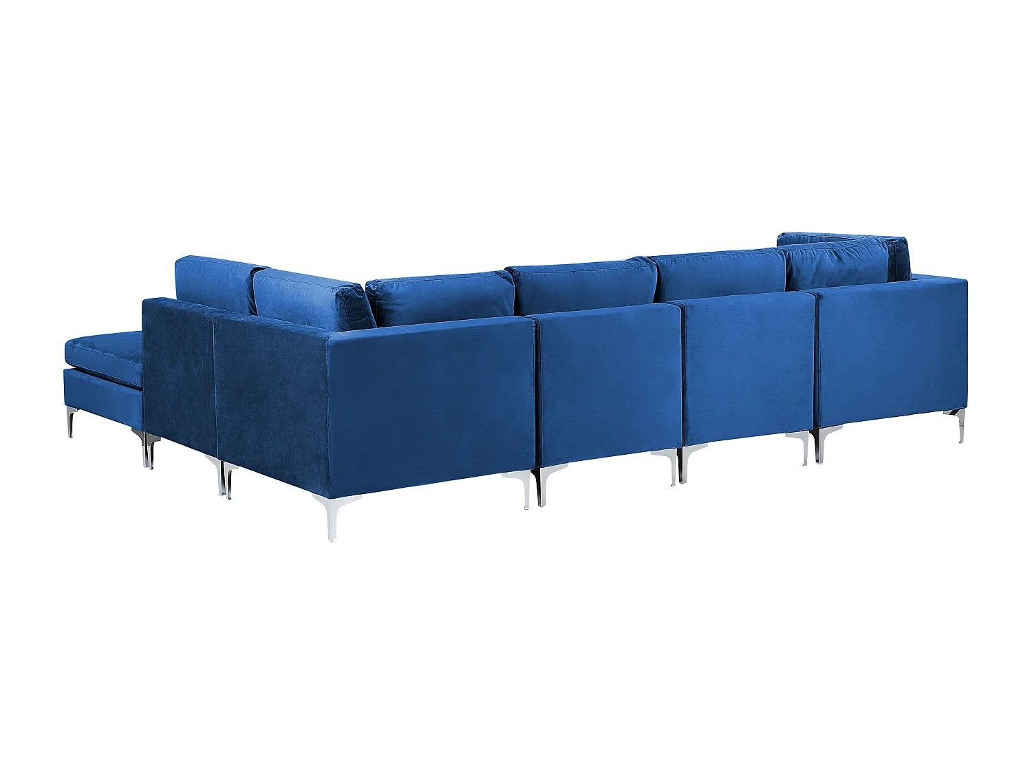 Canapé d'angle modulable 5 places EVJA Velours Bleu marine avec ottoman Côté droite
