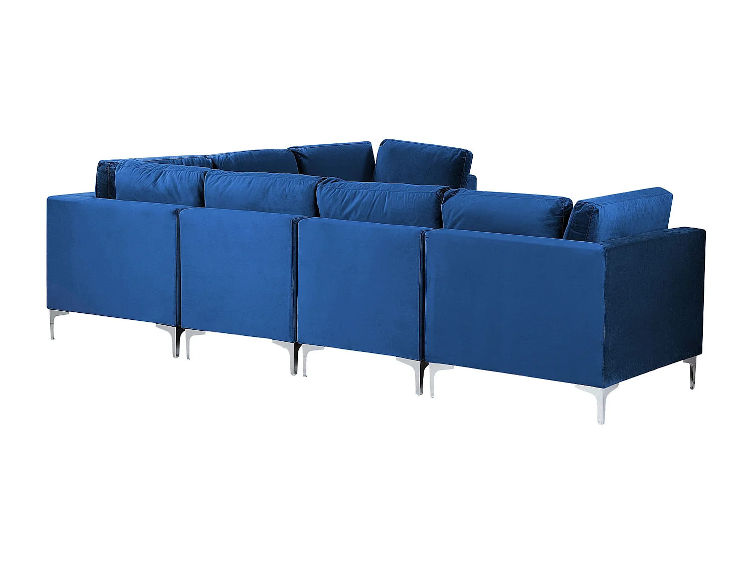 Canapé d'angle modulable 6 places EVJA Velours Bleu marine avec ottoman Côté droite